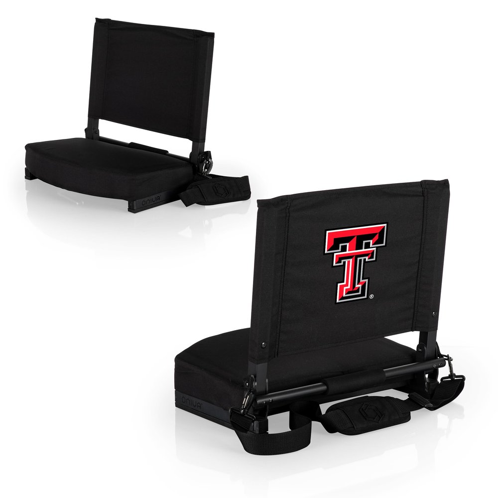 Picnic TIME NCAA Texas Tech Red Raiders Gridiron Stadium Seat, Lightweight, Portable Folding Chair for Bleachers and Benches, (Black)