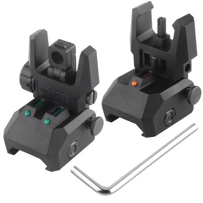 TPRCOL Flip Up Sight Front and Rear Flip Sights Mounted on Any Picatinny Rail (Black)