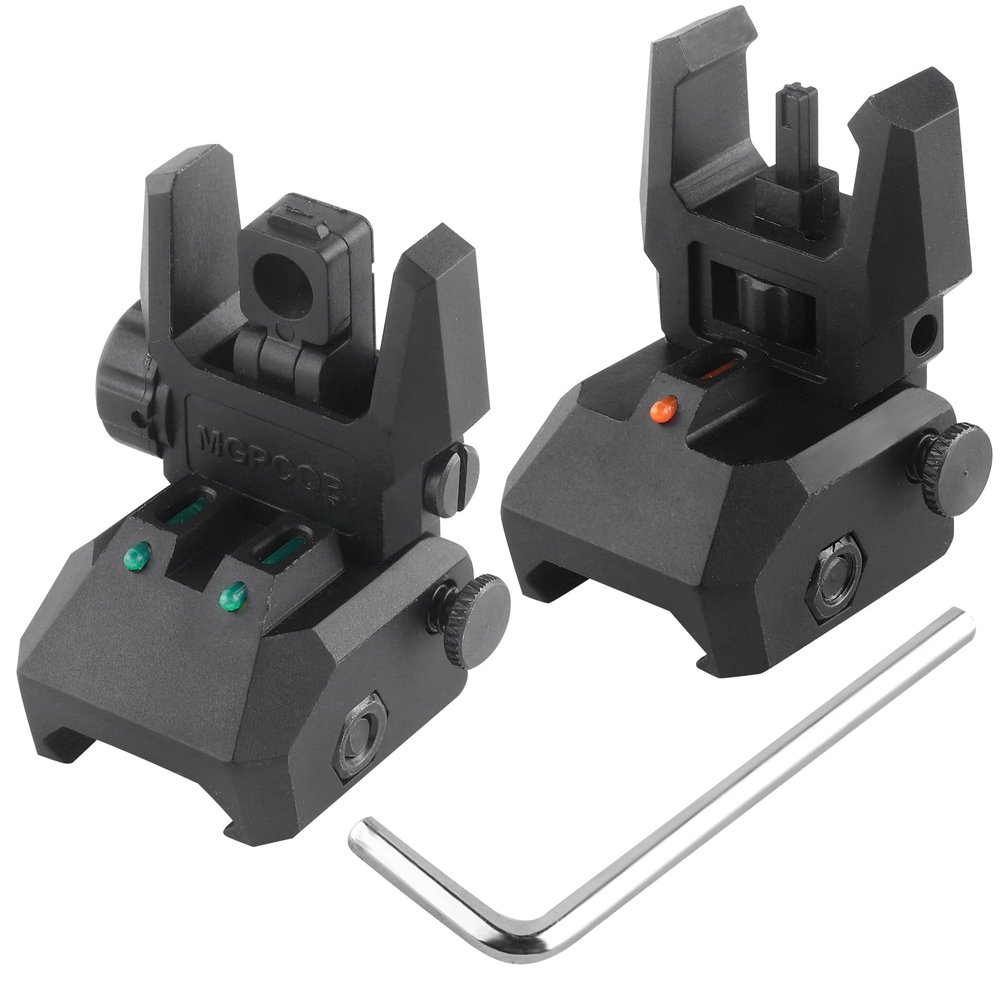 TPRCOL Flip Up Sight Front and Rear Flip Sights Mounted on Any Picatinny Rail (Black)