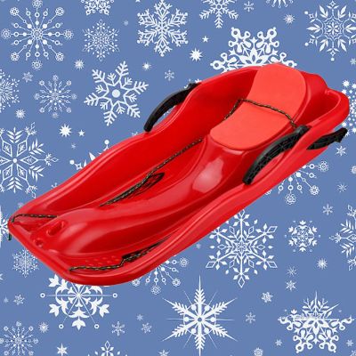 TUOYIBO Winter Snow Sleds, Children's Snowboard Sledge, Two-Person, Two-Seater Thickened Sledges, Frost-Resistant and Wear-Resistant Sledges, Adult Sledge with Backrest