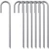 12 in Rebar Stakes J Hook (6 Pack) - Camping Stakes Heavy Duty - Heavy Duty Rebar Stakes for Chainlink Fence, Sports nets, Camping, Trampolines, Irrigation Pipes and Garden view 1
