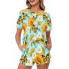 CLOHOMIN Sunflower Butterfly Pajama Set for Women White Daisy Floral Casual Loose Sleepwear Flower Fashionable Top with Matching Bottoms Ruffle Hem Loungewear Two Piece Summer Short Sleeve Outfits view 1