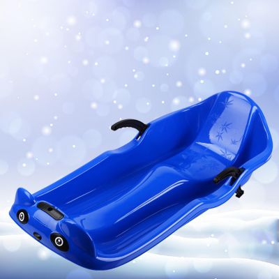 Children's Double Sledge, Sledge with Backrest, Thickened Plastic Sledge, Sledge with Brake Pull Rope