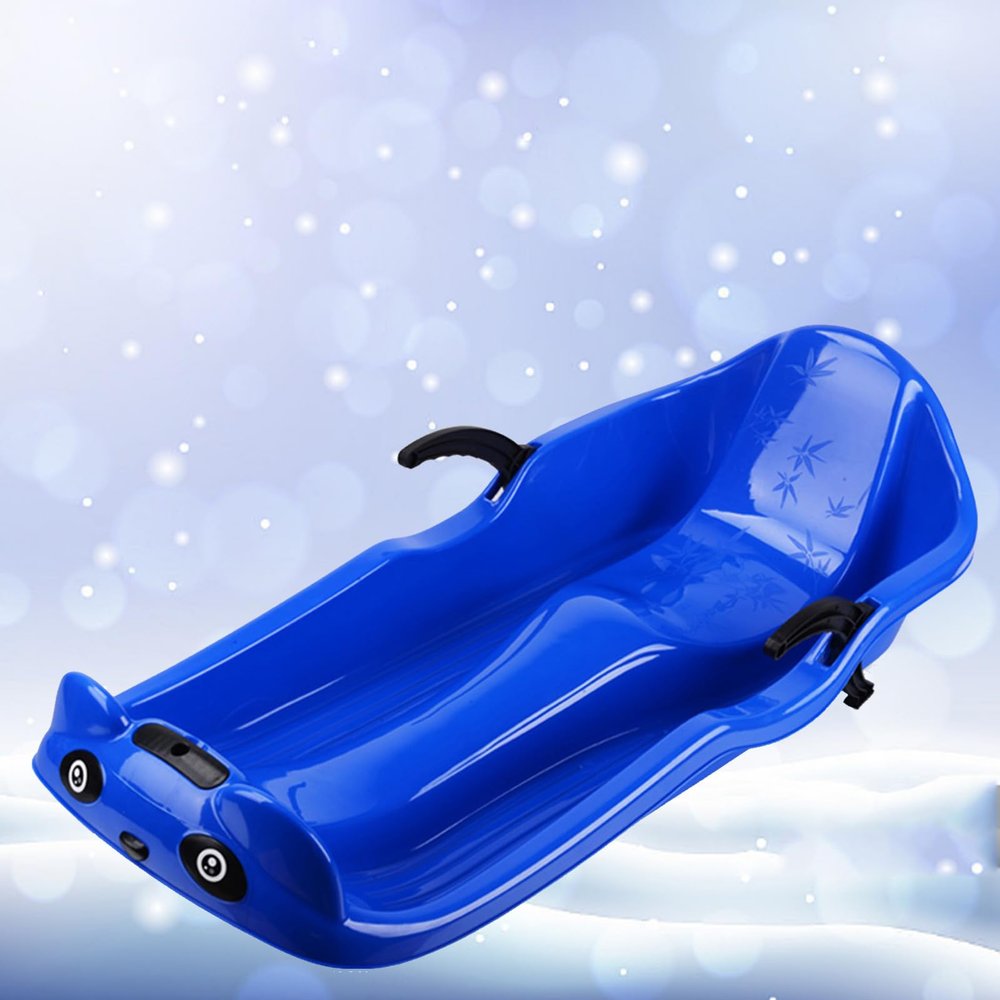 Children's Double Sledge, Sledge with Backrest, Thickened Plastic Sledge, Sledge with Brake Pull Rope