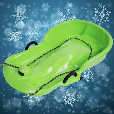 Children's Double Sledge, Padded Wear-Resistant Sledge, Padded Sledge with Backrest, Sledge with Brake Pull Rope