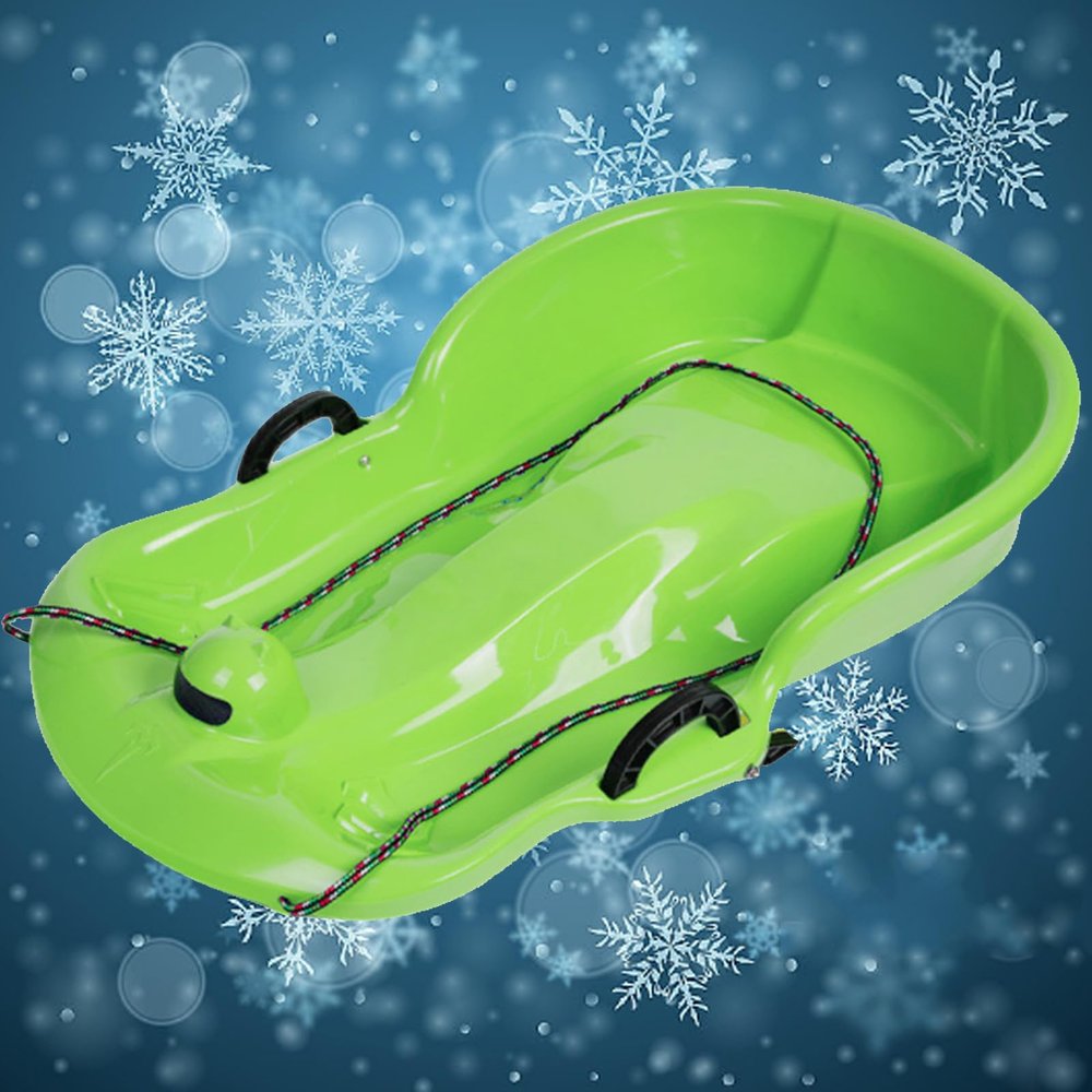 Children's Double Sledge, Padded Wear-Resistant Sledge, Padded Sledge with Backrest, Sledge with Brake Pull Rope