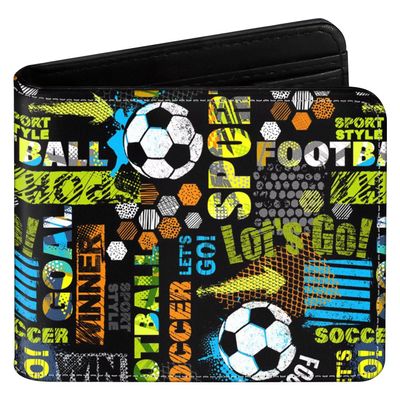 Wallet for Boys Soccer Leather Credit Id Card Cash Holder Black Rfid Blocking Zipper Cute Cool Funny Aesthetic Soccer Pattern With Coin Pocket Id Window Teen Wallets for Boys Teenager Birthday Gift