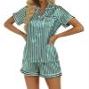 C-569 Lime Green PJ Sets for Ladies Silk Faux Print Straight Leg Shorts Pajamas PJ Sets Womens 2025 Clothing Y2K OQ M view 4