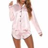 L-514 Pink Women's Pants Set Matching Pajamas PJs for Women Silk Faux Casual Sexy Two Piece Straight Leg Regular Fit Country Concert BS S view 1