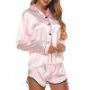 L-514 Pink Women's Pants Set Matching Pajamas PJs for Women Silk Faux Casual Sexy Two Piece Straight Leg Regular Fit Country Concert BS S view 4
