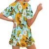 CLOHOMIN Sunflower Butterfly Pajama Set for Women White Daisy Floral Casual Loose Sleepwear Flower Fashionable Top with Matching Bottoms Ruffle Hem Loungewear Two Piece Summer Short Sleeve Outfits view 4