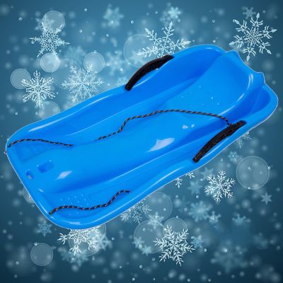 TUOYIBO Two-Person Two-Seater Sledge, Children's Anti-Freeze Sledge, Thickened Plastic Sledge, Sledge with Backrest and Pull Rope