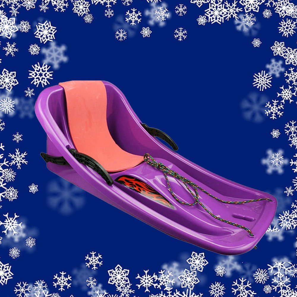 Double Handle Children's Sled, Anti-Freeze Wear Sled, Two-Seater Thickened Sledges, High Back Sled with Pull Rope