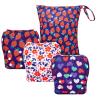 ALVABABY 3pcs Large Baby Swim Diapers with 1pcs Wet Bag Reuseable Washable & Adjustable for Swimming Lesson & Baby Boy and Girl 3ZYKL02 view 1