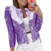 ZYXTIM Womens Sequin Jacket Plus Size Sparkle Long Sleeve Jackets Front Zip Loose Casual Blazer Bomber Jacket with Pockets Purple view 1