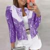ZYXTIM Womens Sequin Jacket Plus Size Sparkle Long Sleeve Jackets Front Zip Loose Casual Blazer Bomber Jacket with Pockets Purple view 2