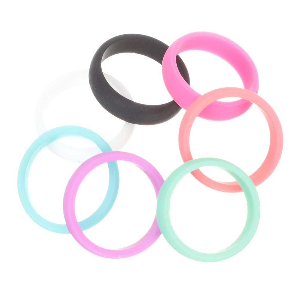 BESPORTBLE Silicone Rings Set Women Fitness Bands Decorative Ring Bands 7 Colors Comfortable for Large