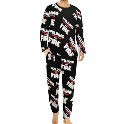 Welding It's Like Sewing with Fire Men's Pajamas Set Long Sleeve Sleepwear Soft 2 Piece Loung Set Pjs with Pockets XL