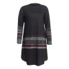 Women Fall Long Sleeve Dress Bohemian Floral Print Shift Dress with Pocket Casual Round Neck Loose Ethnic Flowy Swing Midi Tshirt Dress Plus Size view 3