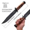 ZhengSheng 8.0 Inch Full Tang Bowie Fixed Blade Knife, DC53 Steel Blade with PVD Titanium Coating, Matching Protective Leather Sheath for Outdoor Camping Hiking Survival view 2