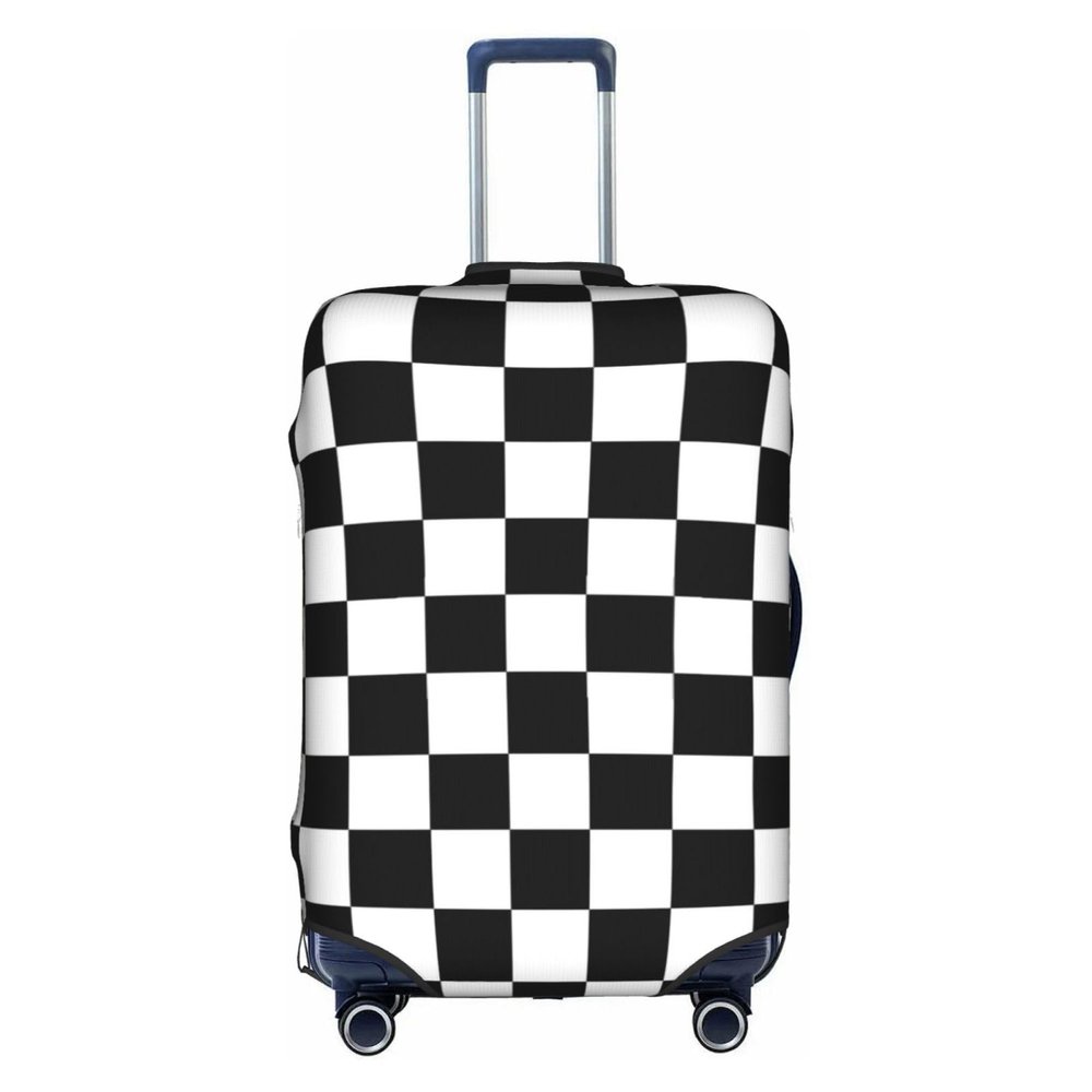 EdNeY Checkered White Black Racing Flag Travel Luggage Cover Elastic Anti-scratch Suitcase Cover Protector Spandex Stretch Luggage Baggage Covers Fits 29-32 Inch Luggage,XL