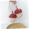 ifundom 3pcs Handwoven Rattan Pine Cone Bag Woven Crossbody Purse for Boys and Girls Natural Rattan Material Stylish Photo Prop Home Decor for Boys Girls Wine view 3