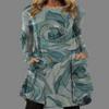 Women Fall Long Sleeve Dress Bohemian Floral Print Shift Dress with Pocket Casual Round Neck Loose Ethnic Flowy Swing Midi Tshirt Dress Plus Size view 2