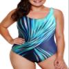 Aleumdr Women's One Piece Swimsuits for Women Athletic Training Swimsuits Swimwear Pus Size Racerback Bathing Suits for Women Blue 405 18 Plus view 1