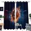 Sports American Football Stadium Curtains Mens Gaming Art Flame Football Field Ball Hat Design Thermal Insulated Darkening Drapes for Living Room Grommet Window Treatment 2 Panels 63" L x 31.5" W view 3