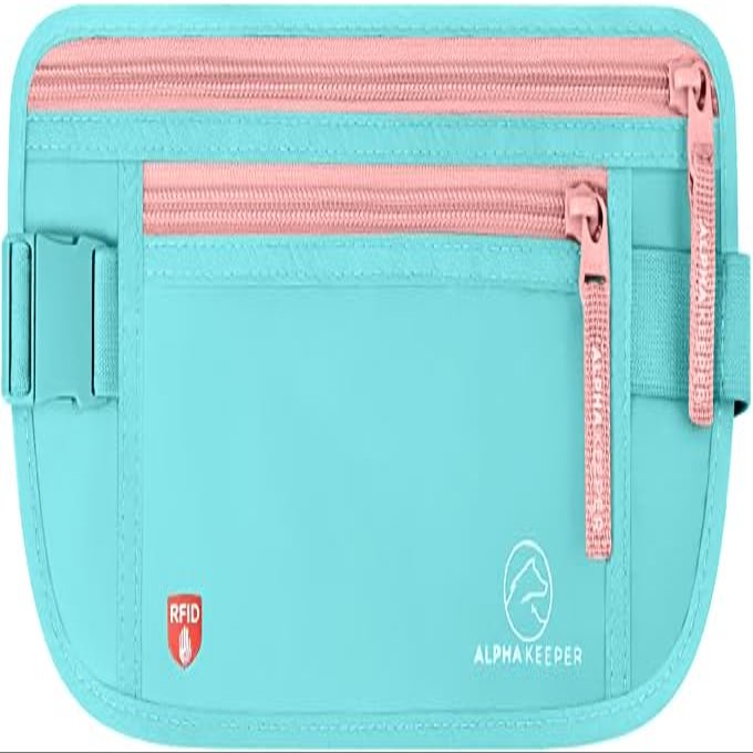 Alpha Keeper Hidden Travel Money Belt - RFID Blocking Waist Wallet & Passport Holder for Women and Men, Anti-Theft Slim Security Pouch