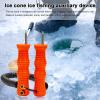 Worparsen Retractable Ice Pick Plastic Shell Threaded Handle Carbon Steel Ice Breaking Tool Safety Ice Fishing Safety Picks Dark Orange view 2
