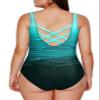 Aleumdr Women's Plus Size Green 309 One-Piece Swimsuit, Athletic Bathing Suit with Tummy Control & Shelf Bra, Casual Beach & Sportswear view 2