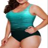 Aleumdr Women's Plus Size Green 309 One-Piece Swimsuit, Athletic Bathing Suit with Tummy Control & Shelf Bra, Casual Beach & Sportswear view 4