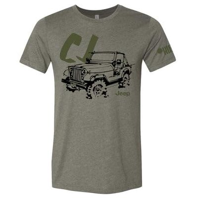 Jeep CJ LDD Series Original Artwork Designs Triblend Supersoft T-Shirt Military Green (CJ,4XL)