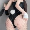 Women's Bunny Girl Suit Anime Halloween Costume Cosplay Bodysuit Bunny Headband Stockings Set Sexy Lingerie (Black, XXL) view 4