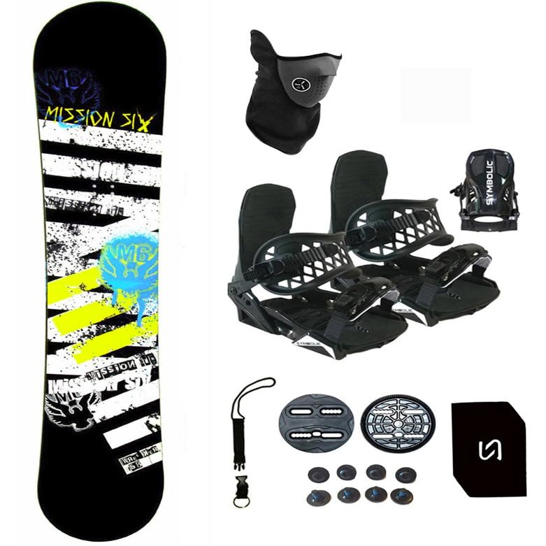 Symbolic M3 Blemish 163cm Snowboard and Black Bindings Package Leash, Stomp, Mask Mens Womens (163-BlemCambr+XL Binding(M 9-14) cre13)