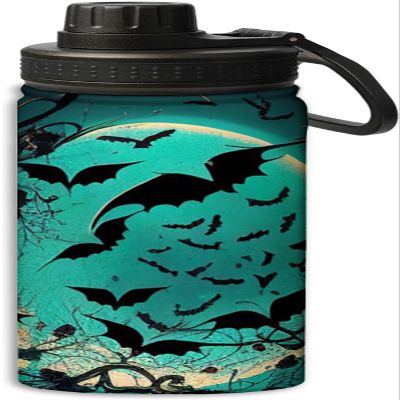 OOZ Bat and moon pattern 18 oz Sports Insulated Kettle Stainless Steel Water Bottles For Running Hiking Cycling Climbing,Black