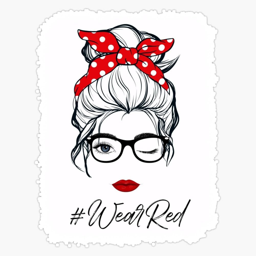 Wear Glasses Red Just Say No Yes Red Ribbon Week Wink Eye Messy Bun Sticker Vinyl Decal Car Laptop Wall Window Bumper Sticker 5"