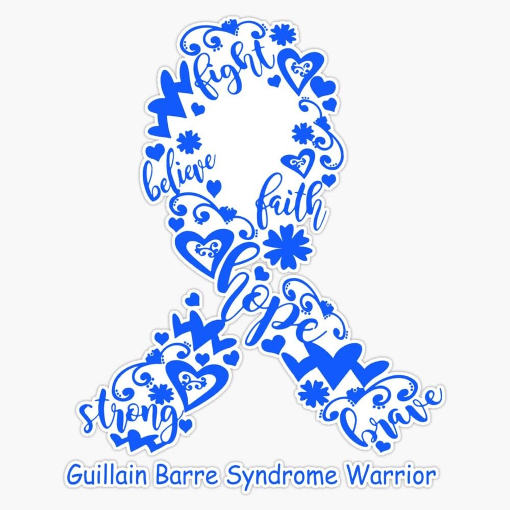 Guillain Barre Syndrome Warrior Guillain Barre Syndrome Ribbon Strong Hope Believe Fight Faith Brave Sticker Vinyl Decal Car Laptop Wall Window Bumper Sticker 5"