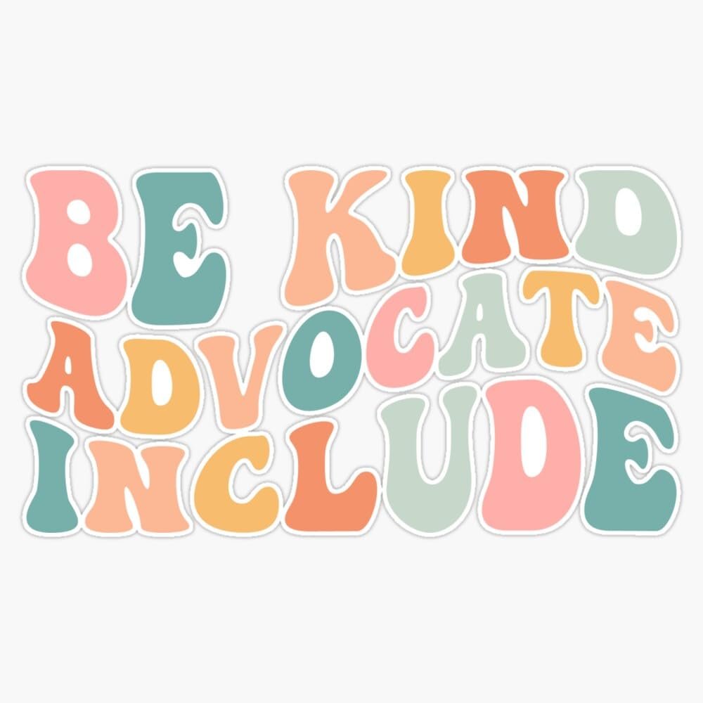 Retro Be Kind Advocate Include | Autism Awareness Acceptance | Special Needs Mom Special Education Teacher Gift aba Sticker Vinyl Decal Car Laptop Wall Window Bumper Sticker 5"