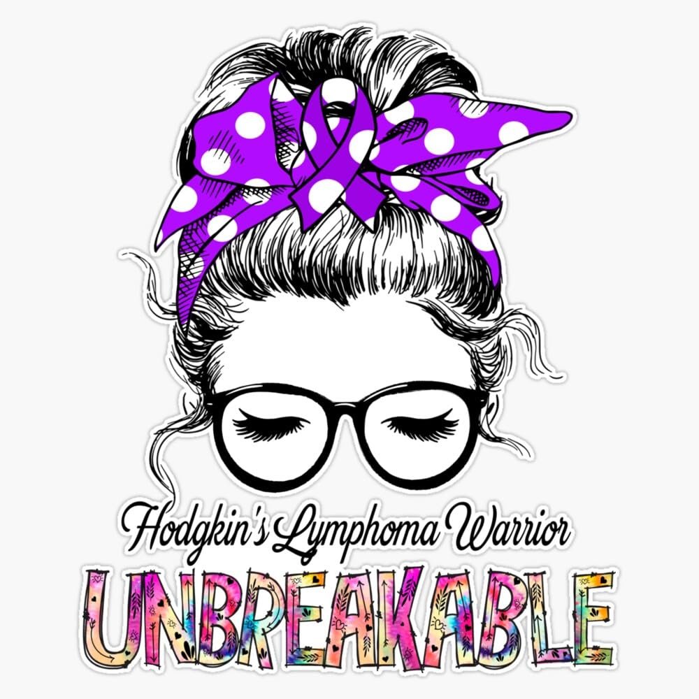 Hodgkin's Lymphoma Warrior Unbreakable Hodgkin's Lymphoma Ribbon Sticker Vinyl Decal Car Laptop Wall Window Bumper Sticker 5"