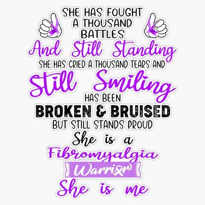Fibromyalgia Warrior She is Me Support Fibromyalgia Gifts Sticker Vinyl Decal Car Laptop Wall Window Bumper Sticker 5"