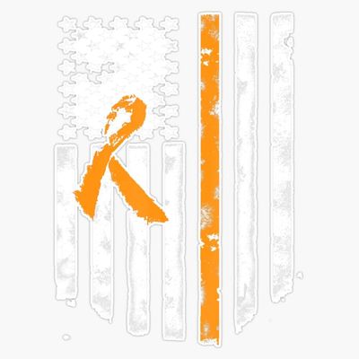 Leukemia Awareness American Flag Orange Ribbon Sticker Vinyl Decal Car Laptop Wall Window Bumper Sticker 5"