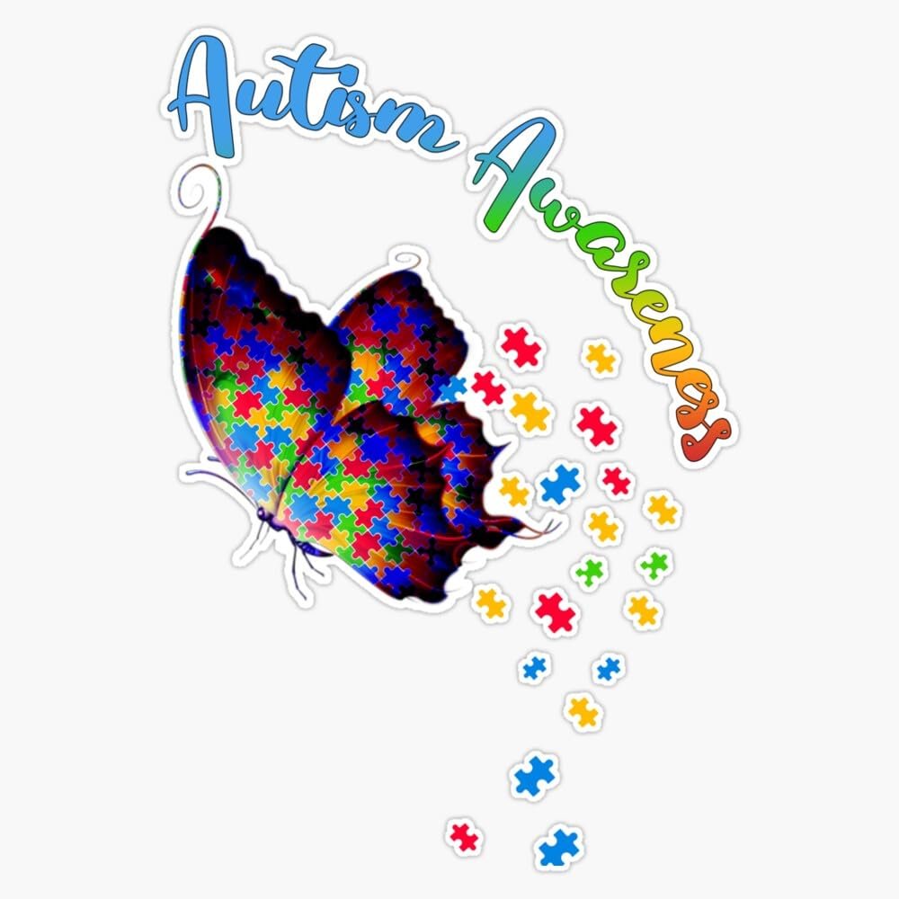 Autism Awareness Butterfly Gift Design idea Sticker Vinyl Decal Car Laptop Wall Window Bumper Sticker 5"