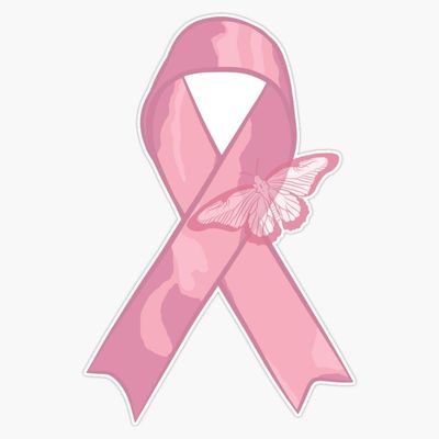 Breast Cancer Awareness Ribbon with Butterfly Sticker Vinyl Decal Car Laptop Wall Window Bumper Sticker 5"