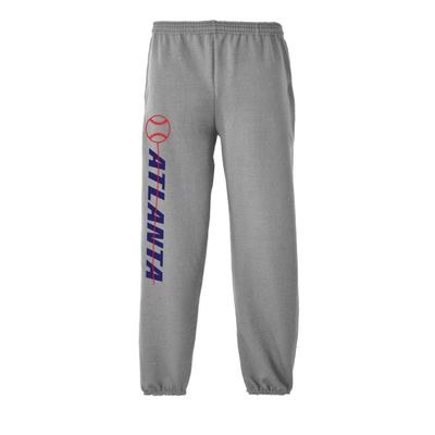 Wally's Custom Apparel Atlanta Sweatpants Metro Series Gray Fleece with Pockets Men's Small - 2XL (MSP123, US, Alpha, Large, Regular, Regular)