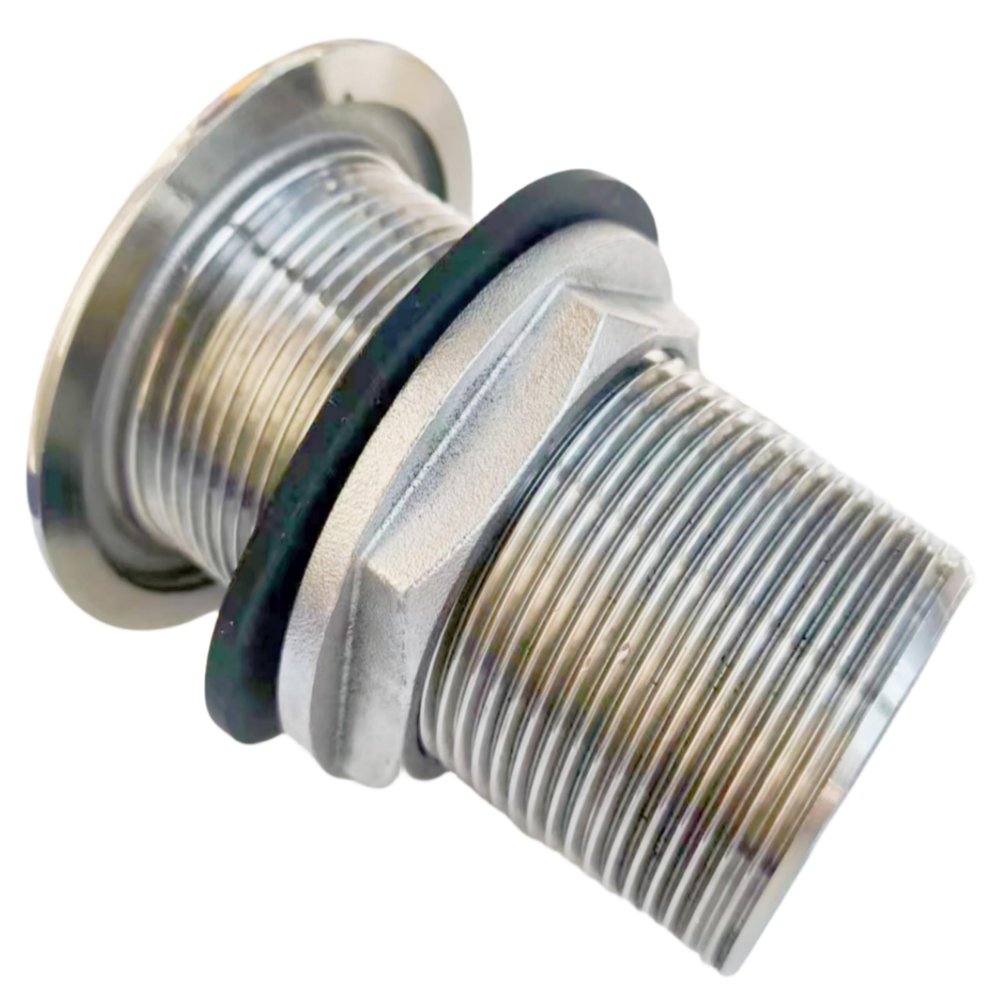 Marine Grade 316 Stainless Steel Full Threaded Through Hull Pipe Fittings with Nuts and washers for Boats, Yachts (1.5IN)