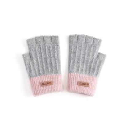 Cozy 1 Pair of Gloves Female Winter Half Finger Knitted Padded Warm Students Cycling Cute Warm Gloves Gift