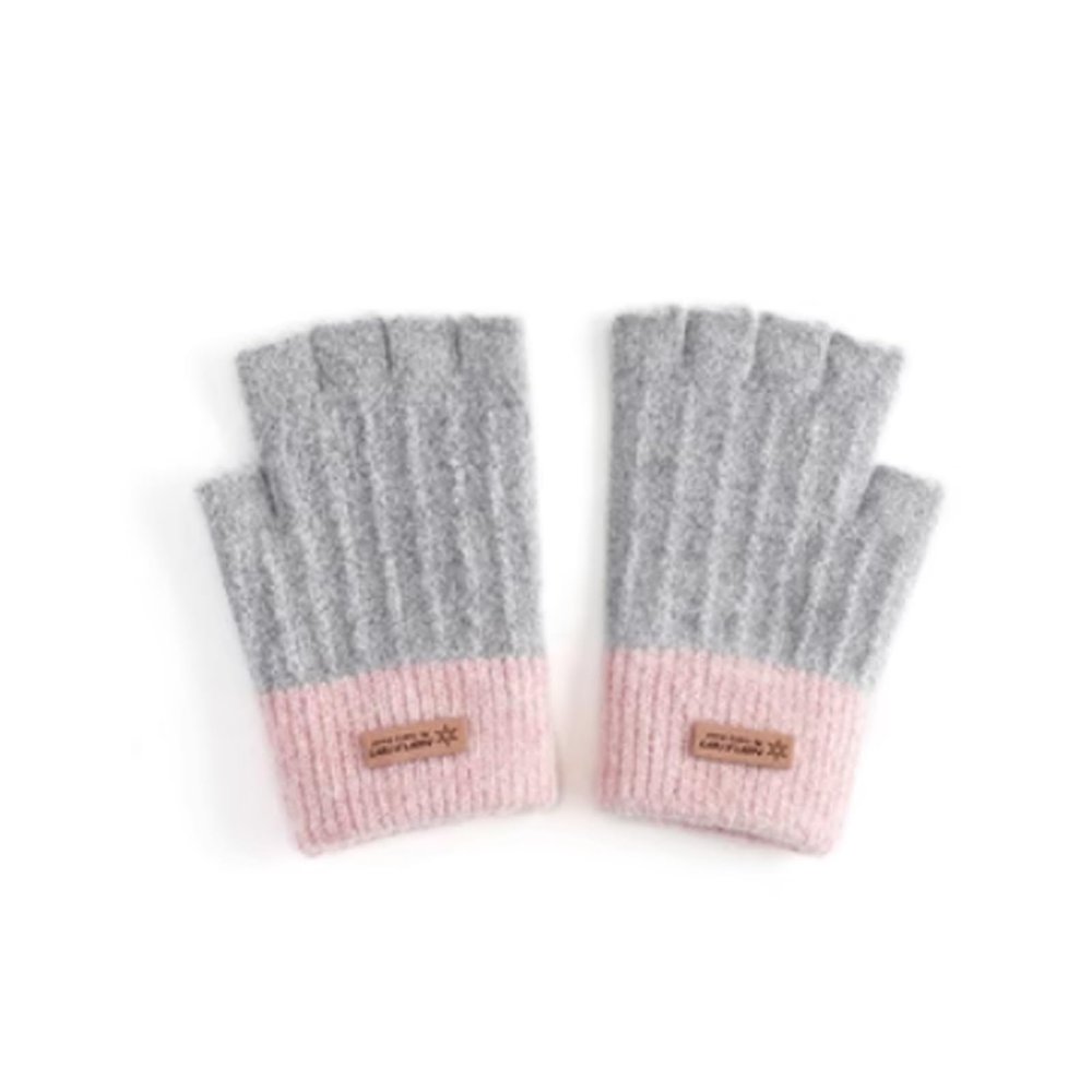 Cozy 1 Pair of Gloves Female Winter Half Finger Knitted Padded Warm Students Cycling Cute Warm Gloves Gift