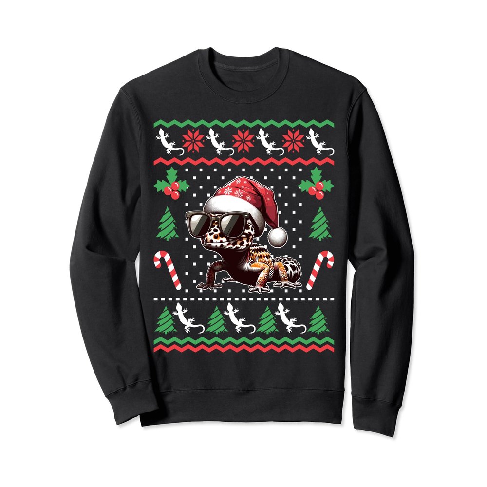 Funny Leopard Gecko Christmas Xmas Reptile Lovers Lizard Sweatshirt